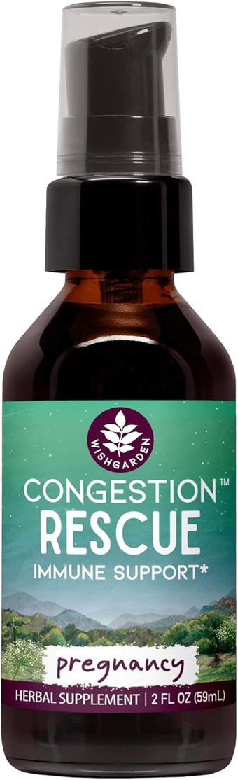 Herbs Congestion Rescue Immune Support for Pregnancy - Soothes Sore Throats, Upper Respiratory Tract and Sinuses, Supports a Healthy Fever Response, Safe for Pregnancy & Postpartum, 2oz