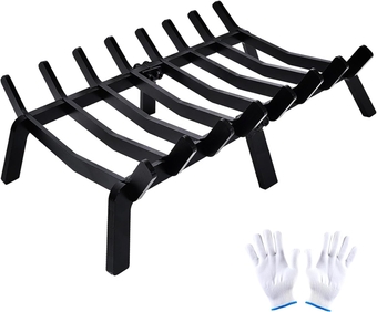 Fireplace Grate 24in Heavy Duty - Fireplace Grate for Inside Fireplace, Firewood Log Rack Holder, Fireplace Accessories, Chimney Hearth Wood Stove Burning Indoor, 8 Bars Fire Pit Grate for Outdoor
