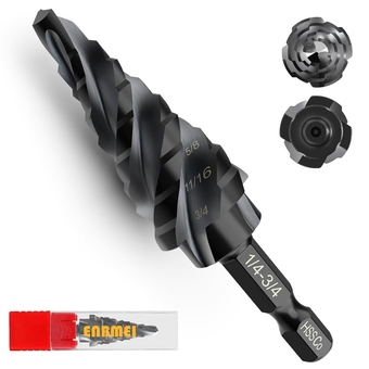 M35 Cobalt Step Drill Bit - 1/4" to 3/4"(9 Sizes)- Unibit Four Spiral Flute - 1/4" Hex Shank - Metal Drilling Bit: High Strength, Durable, Efficient