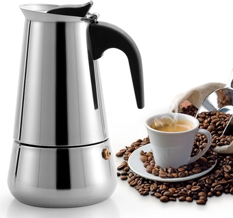 Mocha Coffee Maker, Stovetop Espresso Maker 2 Cup 100ml Stainless Steel Classic Espresso Moka Pot with Induction Stove