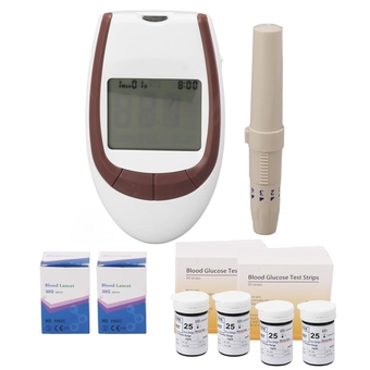 Blood Glucose Monitor Kit, Portable Blood Sugar Test Kit with 100 Test Strips, 100 Lancets, 1 Blood Glucose Meter, 1 Lancing Device, No Coding, Large Display for Diabetes Testing