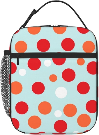 Polka Dot Print Lunch Box For Women Men Lunch Bag Reusable Insulated Cooler Lunchbox Portable Lunch Tote Bag Large Capacity Lunch Container For Work Picnic Travel