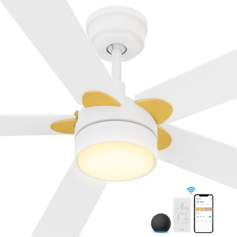 Smart Ceiling Fans with Lights Remote Control, 52inch Modern WiFi Ceiling Fan with Dimmable LED Light Outdoor, 10 Speed DC Motor, Work with Alexa/Google Assistant/Siri Shortcut White & Gold