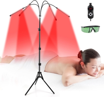 Red Light Therapy Device, 120 LEDs 660nm Red & 850nm Infrared Light LED Red Light Therapy Lamp for Body Face Pain Relief Skin Care, Included Adjustable Tripod, Smart Controller and Goggles