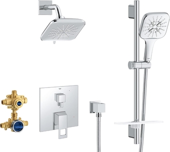Grohe 29433000 Eurocube Pressure Balance Shower Set, Starlight Chrome
