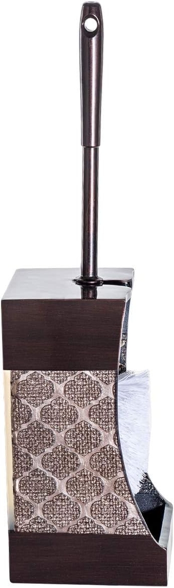 Brown Toilet Brush with Holder Set - Bathroom Toilet Bowl Brush and Holder - Decorative Toilet Cleaner Brush - Good Grip Toilet Bowl Scrubber (Dahlia Style)