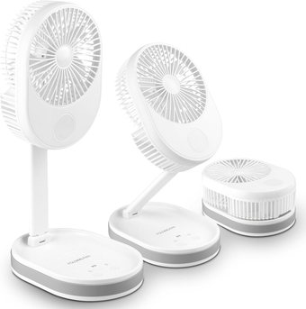 Desk Fan Portable Personal Fan, Rechargeable Battery Operated Fan with Adjustable Tilt, 2 Speed and LED Lights, Small Table Fan Quite for Travel Bedroom Office Desktop Outdoor(Silver)