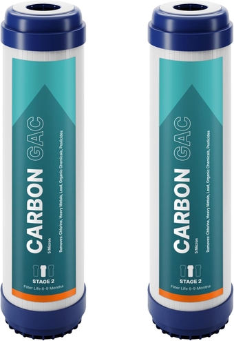 Reverse Osmosis Granular Activated Carbon Filter Cartridge Replacement - 10 Inch 1 Micron Universal GAC RO - 2 Pack of Premium Filters