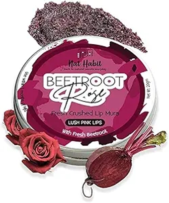 Beetroot Rose Lip Mura, Lip Scrub for Lip Lightening, Lip Mask for Dark Lips | Natural, Ayurvedic Lip Care | Fresh Kitchenmade, Desi Ghee, Raw Honey, Beetroot, Vitamin E | Dry Lips, 20g