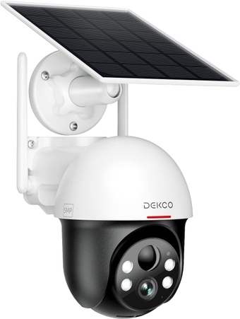 5MP UHD Solar Security Camera Wireless Outdoor, Home Security System with Spotlights, Night Vision, Pan Tilt 360° View, 2-Way Audio, Human Detection, Connect to 2.4Ghz WiFi DC9P