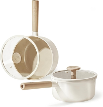 2QT+4QT Ceramic Saucepan Set with Lid, Nonstick Sauce Pans, Dishwasher Safe, Large Kitchen Pots Non-stick Cooking Pot Sauce Pan Set with 4 pcs for Kitchen, Induction Pot, PFOA Free