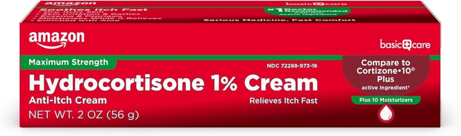 Maximum Strength Hydrocortisone 1 Percent Anti-Itch Cream Plus 10 Moisturizers, Itch Relief Due to Eczema, Psoriasis, Poison Ivy, Bug Bites and More, 2 Ounce (Pack of 1)