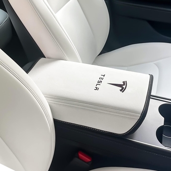 Car Armrest Box Cover for Tesla Model 3 Model Y 2017-2022 2023 2024 Central Control Armrest Decoration Interior Car Accessories(White)