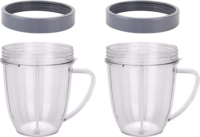 Replacement for Nutribullet Cups 18oz with Comfort Handel and Screw off Lip Ring, Fits Nutribullet 600W 900W Blenders(Pack of 2)