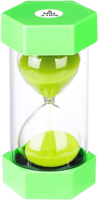 Sand Timer 5 Minute Hourglass Timer, Plastic Sand Clcok 5 Minutes, Big Green Sand Watch 5 Min, Hour Glass Colorful Sandglass Timer for Kids, Games, Classroom, Kitchen, Decorative