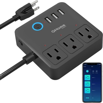 Power Strip, 3 USB Ports and 3 Individually Controlled  Outlets, WiFi Surge Protector Works with Alexa Google Home, Home Office Cruise Ship Travel Multi-Plug Extender Flat Plug, UL