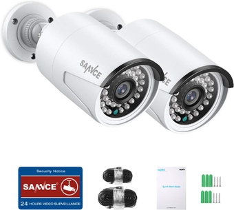 5MP PoE IP Security Camera for PoE NVR, 2Pcs Outdoor Weatherproof Cameras with Smart IR LEDs, Night Vision, Motion Detection, One-Way Audio, Work with Alexa