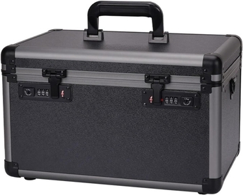 Tool Organizer and Storage Portable Tool Box Aluminum Alloy Tool Organizer Box for Tools, Hobby or Craft Storage Toolbox with Dual Password Lock, Black for Nuts,Bolts,Screws,Small Hardware ( Size : Sm