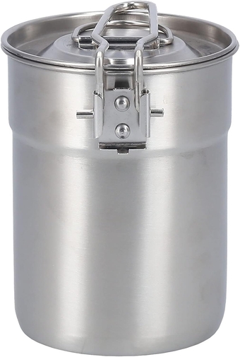Outdoor Coffee Maker Cup,1L Camping Cooking Pot with Foldable Handle Lid,Stainless Steel Camping Cup,Campfire Coffee Mug for Hiking Outdoor Cooking, Outdoor Coffee Maker Cup Cooking Pot Camping C