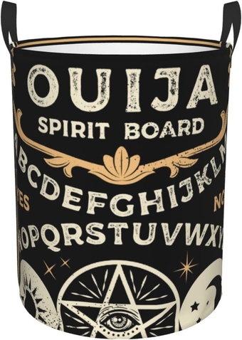 Ouija Board Print Laundry Hamper with Durable Handle Waterproof Foldable Laundry Basket Round Storage Basket Dirty Clothes Bag for Bathroom Bedroom College Dorm