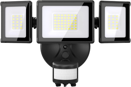 40W Motion Sensor Flood Light Outdoor, LED Security Light IP66 Waterproof, 4000LM 6500K Exterior Motion Activated Light, 3 Head Adjustable, Sensor floodlight for Garage Yard Porch Patio Eave