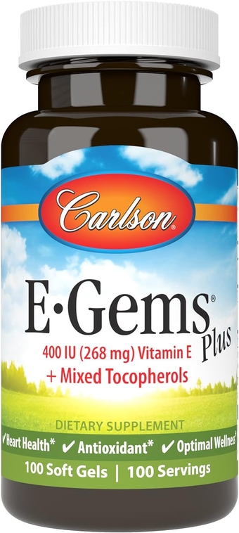 - E-Gems Plus, 400 IU (268 mg), Natural-Source Vitamin E, Optimal Wellness, 100 Soft Gels