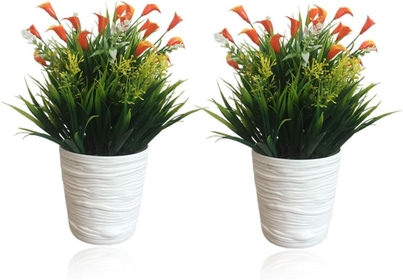 2pcs Simulated Potted Plant Mini Potted Plants Fake Plant for Bathroom Green Plants Artificial Flowers Pot Artificial Planters Plastic Plants Iron Office Dining Table Small Bonsai
