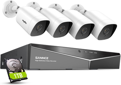 1080P Wired Security Camera System with 1TB Hard Drive, 5-in-1 Hybrid 8CH DVR and 4Pcs Surveillance CCTV Cameras with 100ft Night Vision, IP66 Waterproof, Easy Remote Access, 24/7 Recording
