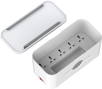 Power Strip Surge Protector with Cable Management Box，3 USB Ports and 5 Universal Sockets with Switch Control，6.6 ft Plug Extension Cord，Safety Socket to Prevent Children from Electric Shock (SN311)