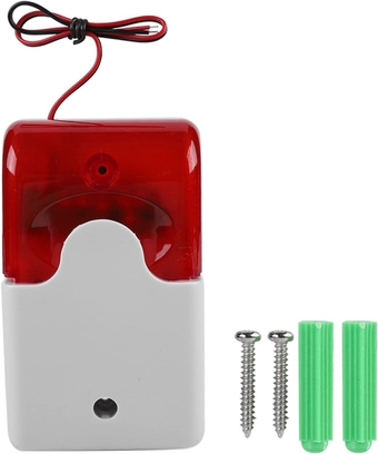 Wired Strobe Siren Sound Alarm, Strobe Red Light Sound Flash Siren Home Security Alarm System 110dB Siren 12V DC