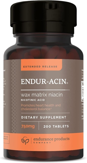 ENDUR-ACIN 750mg Niacin - Extended Release for Optimal Absorption & Low-Flush Vitamin B3, 200 Tablets - Non-GMO, Vegan, Gluten Free - Endurance Products Company