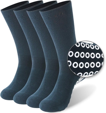 Non-Skid Diabetic Socks for Men Women, Non-Binding Moisture Wicking Cushioned Non Slip Crew Grip Socks