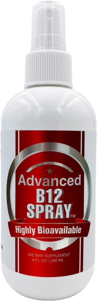 Vitamin B12 Energy Spray, Methylcobalamin with Folic Acid Sublingual Liquid Complex for Focus, & Metabolism, Nano Technology Instant Absorption and Custom Dosage (8 oz - 240 Servings)