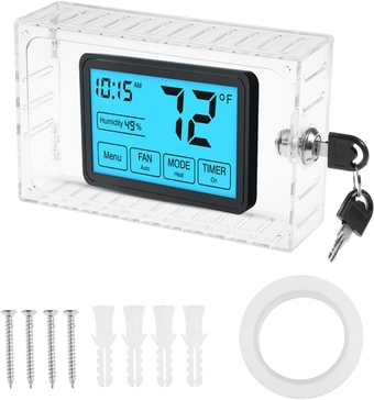 Thermostat Lock Box with Key, Universal Thermostat Lock Box Clear Thermostat Cover Thermostat Guard for Wall Thermostats for All Type Thermostat 6.3x4x2 Inch or Smaller
