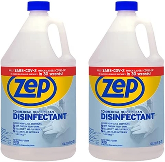 Quick Clean Disinfectant- 1 Gallon (Case of 2) ZUQCD128 - Kills 99.9% of Bacteria in 5 Seconds