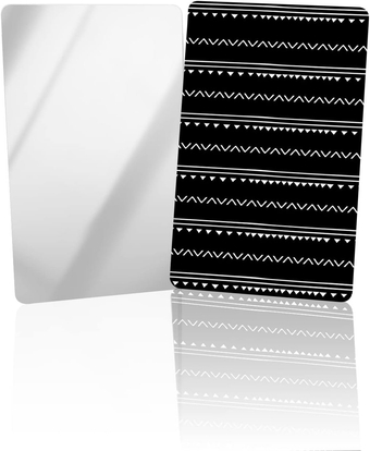 Black Geometric Abstract Art Small Mirror for Purse Handbag Travel, Unbreakable Compact Pocket Mirror, White Stripes Triangle Arrow Makeup Mirrors Handheld Rectangle Portable Tiny Mirror 2 Pcs