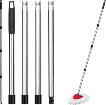 Spin Mop Replacement Handle, 4-Section 30-to-58 inch Mop Replacement Stick Compatible with Ocedar Mop Handle for Easy Wring Mop Refills, Black, American Screw