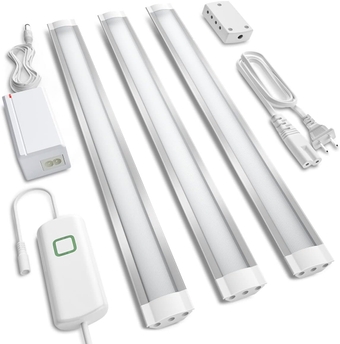 LED Under Cabinet Lighting, 3pcs 12inch Led Light Bar Kit with Cold White 630 Lumen, 10W, LED Kitchen Counter Light Plug in for Kitchen Cabinet, Counter, Closet, Shelves, Desk