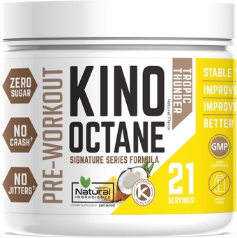 Kino Octane Pre-Workout Supplement Powder for Men and Women, Elevated Energy and Incredible Pumps for Muscle Growth (Tropic Thunder)