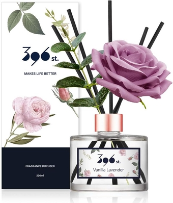 Rose Flower Reed Diffuser, Vanilla Lavender(Also Known as Garden Lavender), 200ml(6.7oz) / Reed Diffuser Sets, Scentsy Home Fragrance, Scented Oils, Home & Bathroom Décor