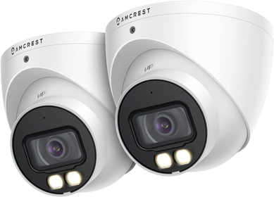 2-Pack Night Color Turret Analog Camera w/ 131ft Full Color Nightvision, Security Camera Outdoor for CCTV DVR, Built-in Microphone, 112° FOV, 5MP@25fps AT5N28-W