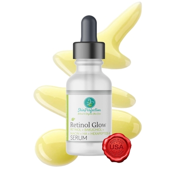 Retinol Glow Serum Anti-Aging Face Neck Decollete Cream  Renewing Resurfacing Argireline Peptide Bakuchiol Niacinamide Hyaluronic Acid Day Night