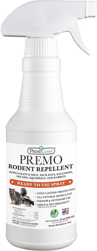 Rodent Repellent Spray by   - 32 oz - Natural Child & Pet Safe - Uses Peppermint Oil to Repel Mice, Rats, Skunks, Raccoons, Deer & Other Unwanted Animals - Ready to Use for Indoor & Outdoor