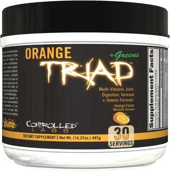 Orange Triad Plus Greens for Men and Women, 30 Servings Iron Free Sports Supplement for Overall Health, Multivitamin, Digestion, Immune System, and Joint Health