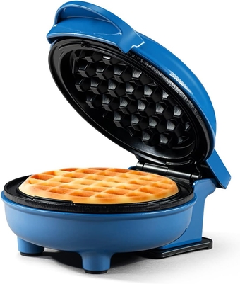 Personal Non-Stick Waffle Maker, Blue - 4-inch Waffles in Minutes