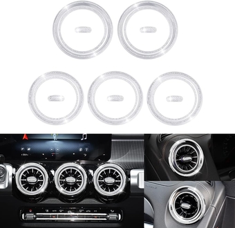 15 Pcs for Mercedes Benz Accessories Bling Front Air Vent Condition Caps Covers Trim Women Interior Cute Decals Sticker Zine Alloy Silver for A-Class CLA GLA GLB