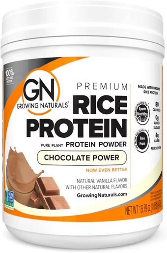 | Chocolate Rice Powder 16g Plant Protein | 2.8G BCAA, Low-Carb, Low-Sugar, Non-GMO, Vegan, Gluten-Free, Keto & Food Allergy Friendly | Chocolate Power (1.09 Pound (Pack of 1))