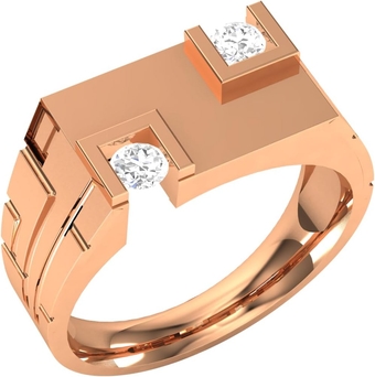 Ethnic Design Ring Two Diamond Ring For Men And Boys In 14k Solid Gold Ring Diamond Size 3.20 MM Diamond Weight 0.24 CTW Gold Weight 7.50 GM Thickness 3.26