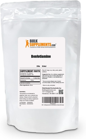 BulkSupplements.com Benfotiamine Powder - Thiamine B1 Supplement - Nerve Support - B1 Benfotiamine Powder - B1 Vitamin Supplement - Benfotiamine 150mg Powder (250 Grams - 8.8 oz)