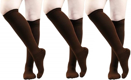 Graduated Compression Socks (3 Pair) Men Women Running Pregnancy Flight Nursing